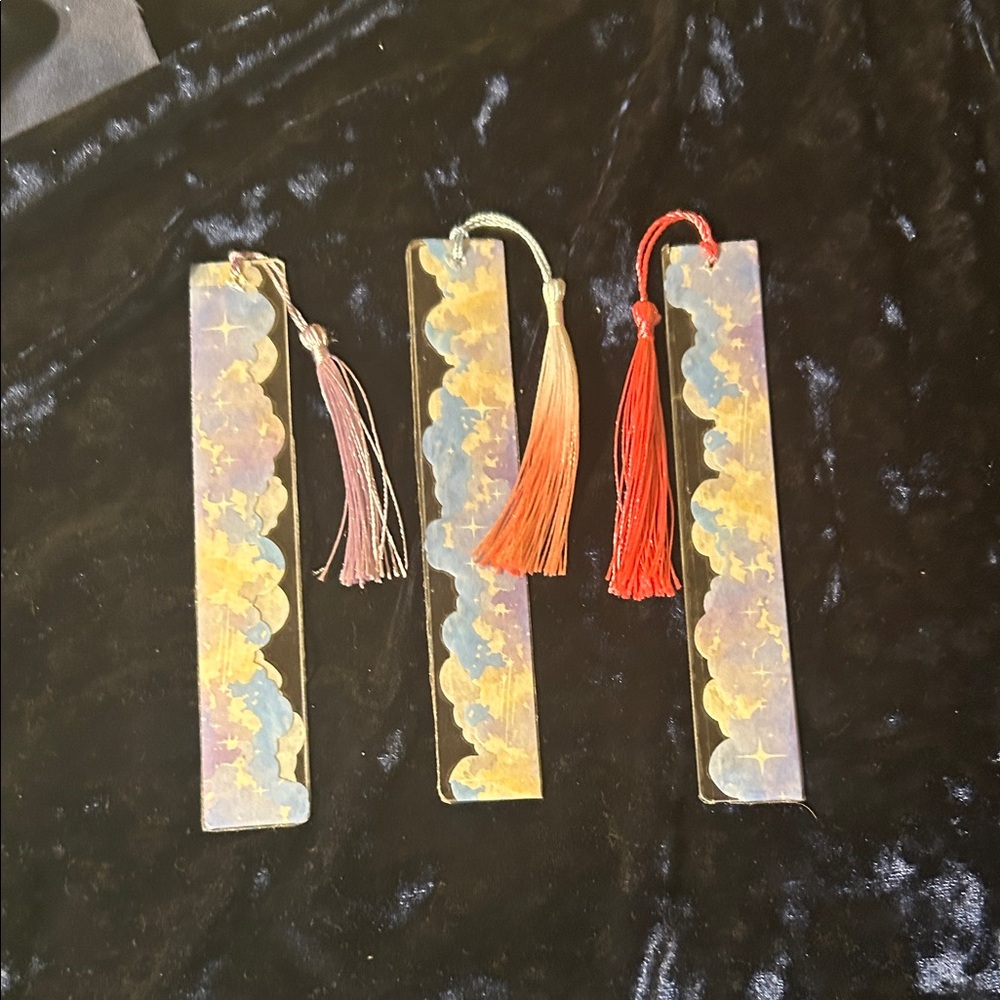 Colorful Cloud Design Bookmarks with Tassels set